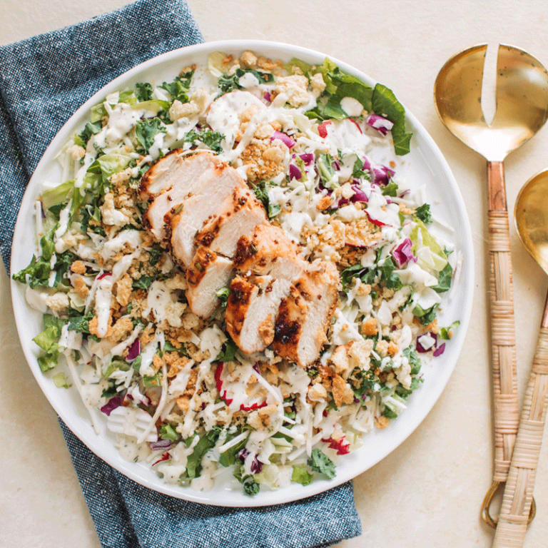 Dill Pickle Salad with Honey Mustard Chicken Header Image