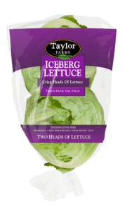 Taylor Farms 2-pack saddle bag of Iceberg lettuce.