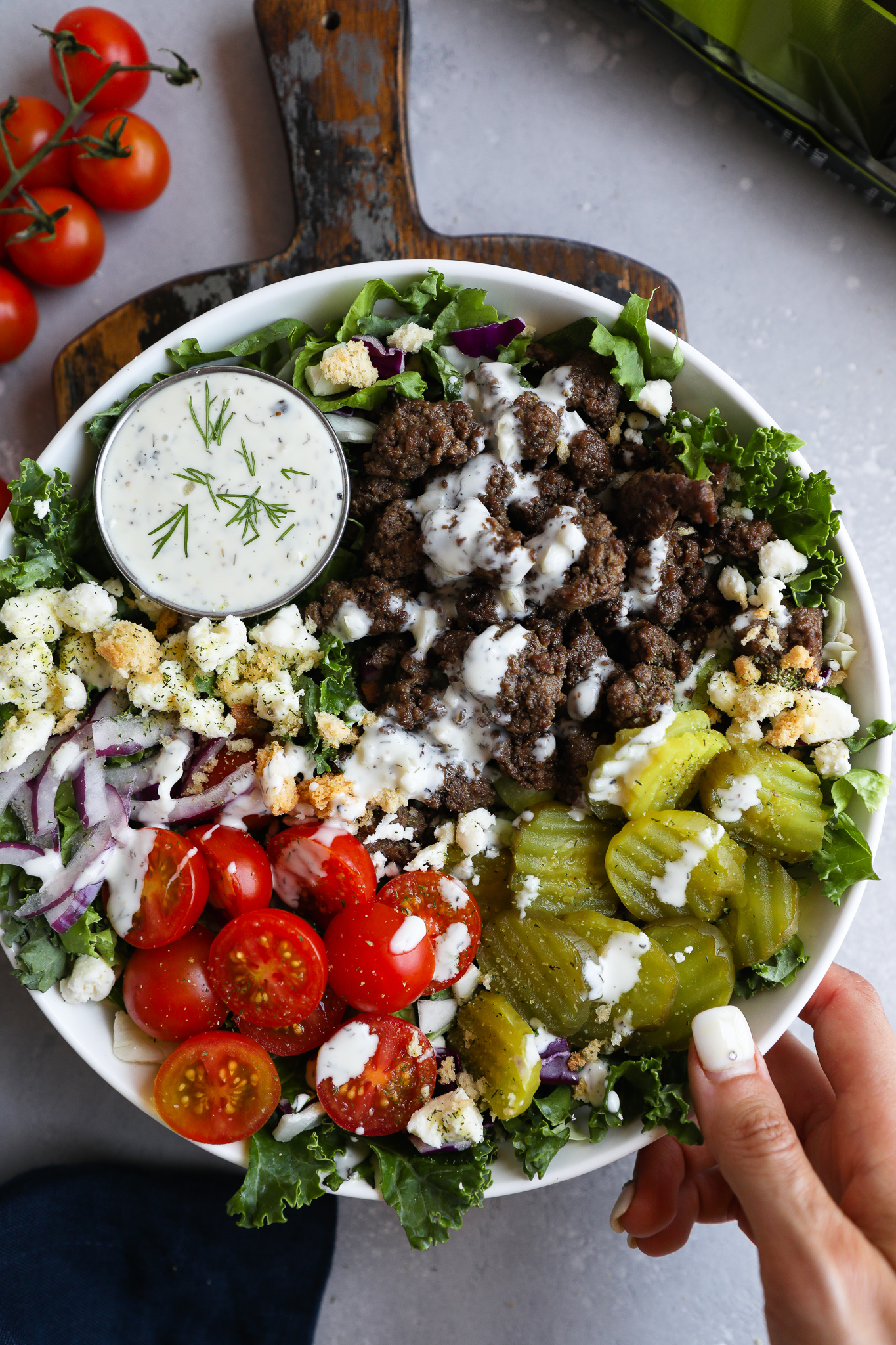 Creamy Dill Pickle Loaded Burger Bowl Taylor Farms 2077