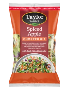 Spiced apple chopped salad kit with fresh greens, apples, and dressing from Taylor Farms.