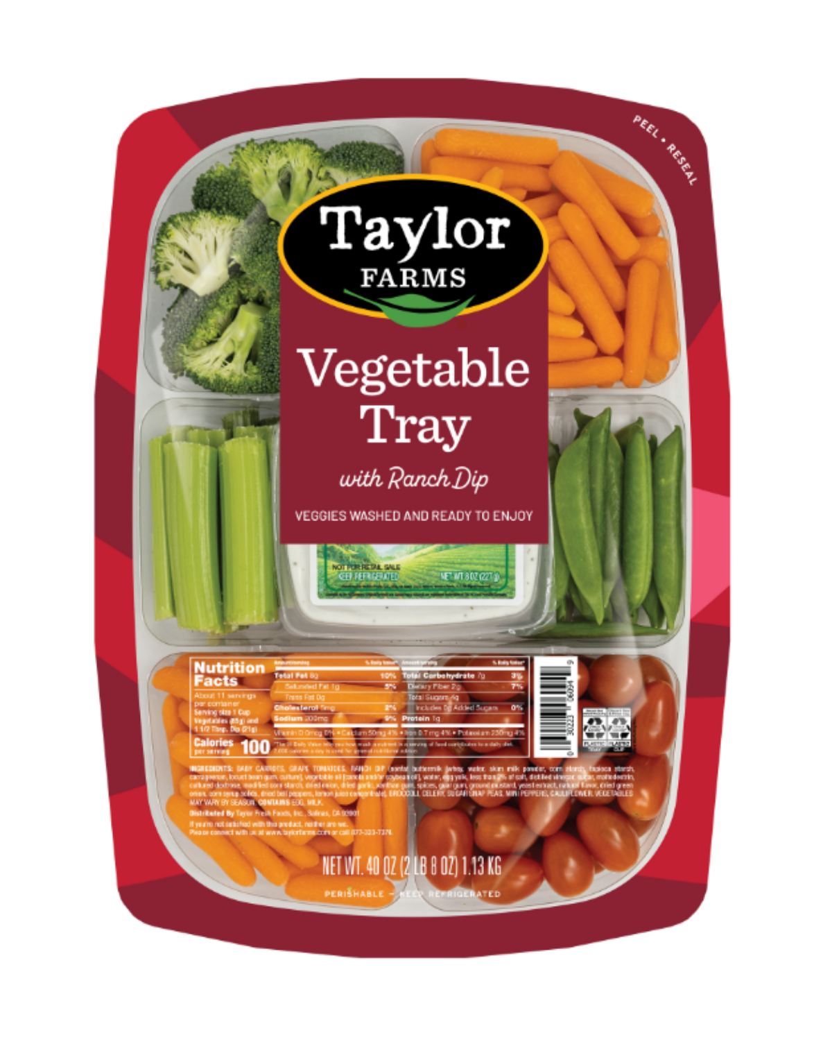 Vegetable Tray Peel and Reseal 20oz - Taylor Farms