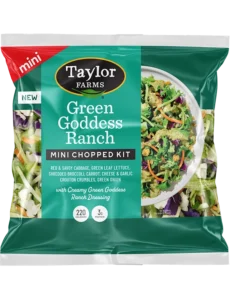 Taylor Farms Green Goddess Ranch mini chopped salad kit with fresh vegetables and dressing.