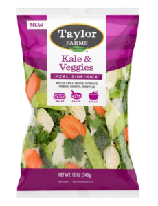 The 12 oz. Kale & Veggies Meal Side-Kick with broccoli, kale, brussels sprouts, cabbage, carrots, and snow peas.