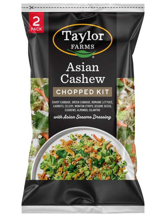 Asian Cashew Chopped Salad Kit by Taylor Farms featuring fresh greens, cashews, and vibrant vegetables.