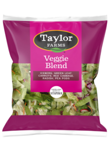 Fresh salad mix with vibrant greens, colorful veggies, and a blend of textures from Taylor Farms’ product line.