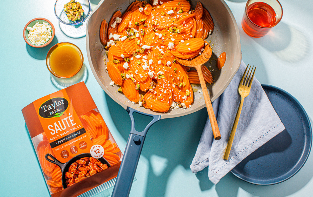 brown sugar carrots with feta and pistachios