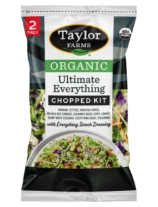 Organic Ultimate Everything salad mix with fresh greens and colorful vegetables from Taylor Farms.