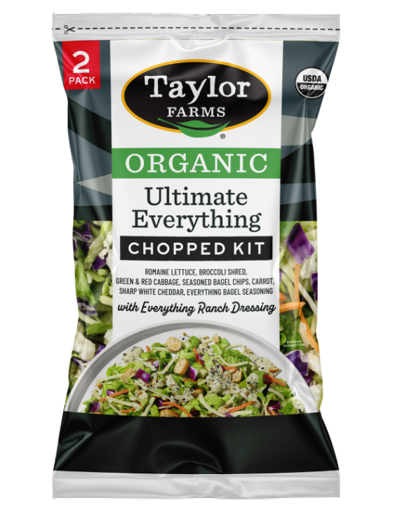 Organic Ultimate Everything salad mix with fresh greens and colorful vegetables from Taylor Farms.