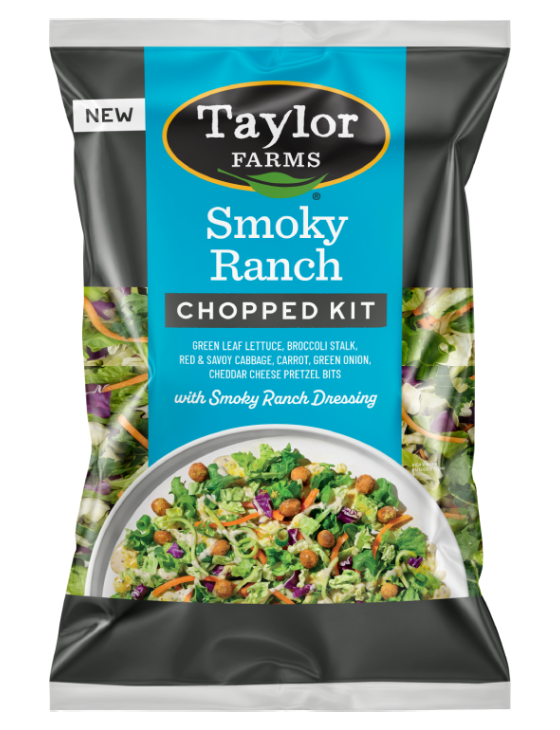 Smoky Ranch Chopped Salad Kit by Taylor Farms, featuring fresh vegetables and a delicious dressing in a convenient package.