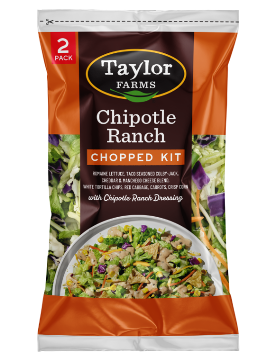 Chipotle Ranch Chopped Salad Kit from Taylor Farms with fresh ingredients and vibrant colors.