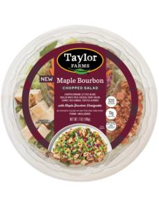 Maple Bourbon Chop Salad by Taylor Farms in a 7oz package, featuring fresh greens and crunchy toppings.