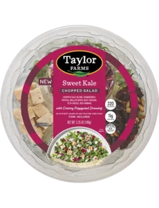 Taylor Farms Sweet Kale Chopped Salad Bowl featuring fresh greens, cabbage, and nutrient-rich toppings.