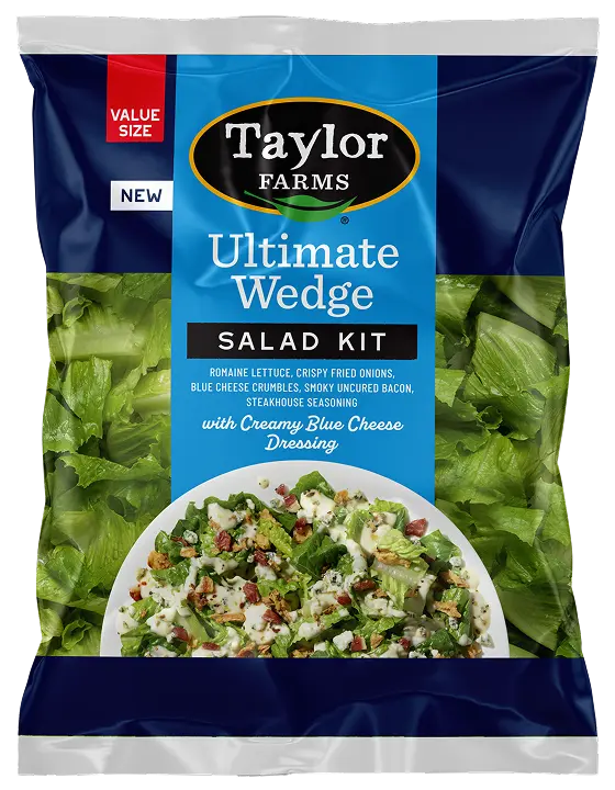 Wedge Salad Kit package featuring fresh greens, dressing, and toppings for easy salad preparation.